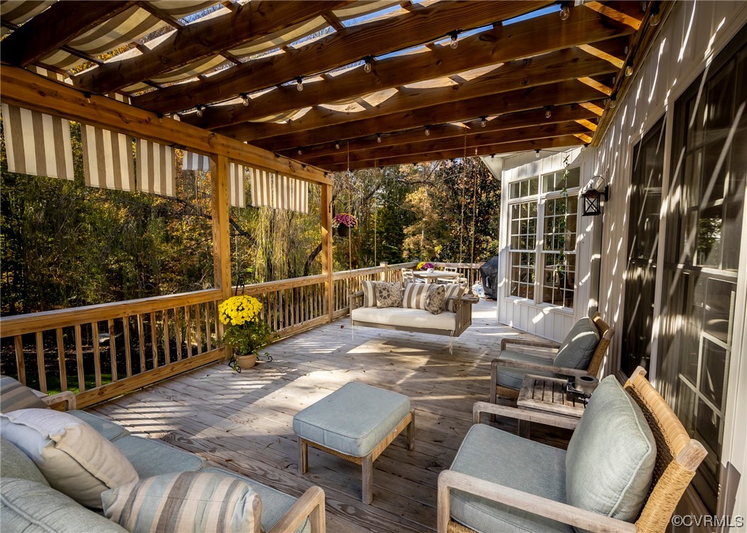 14506 Post Mill Drive Midlothian, VA 23113 - Photo 10 of 48 a view of balcony with wooden floor and outdoor seating