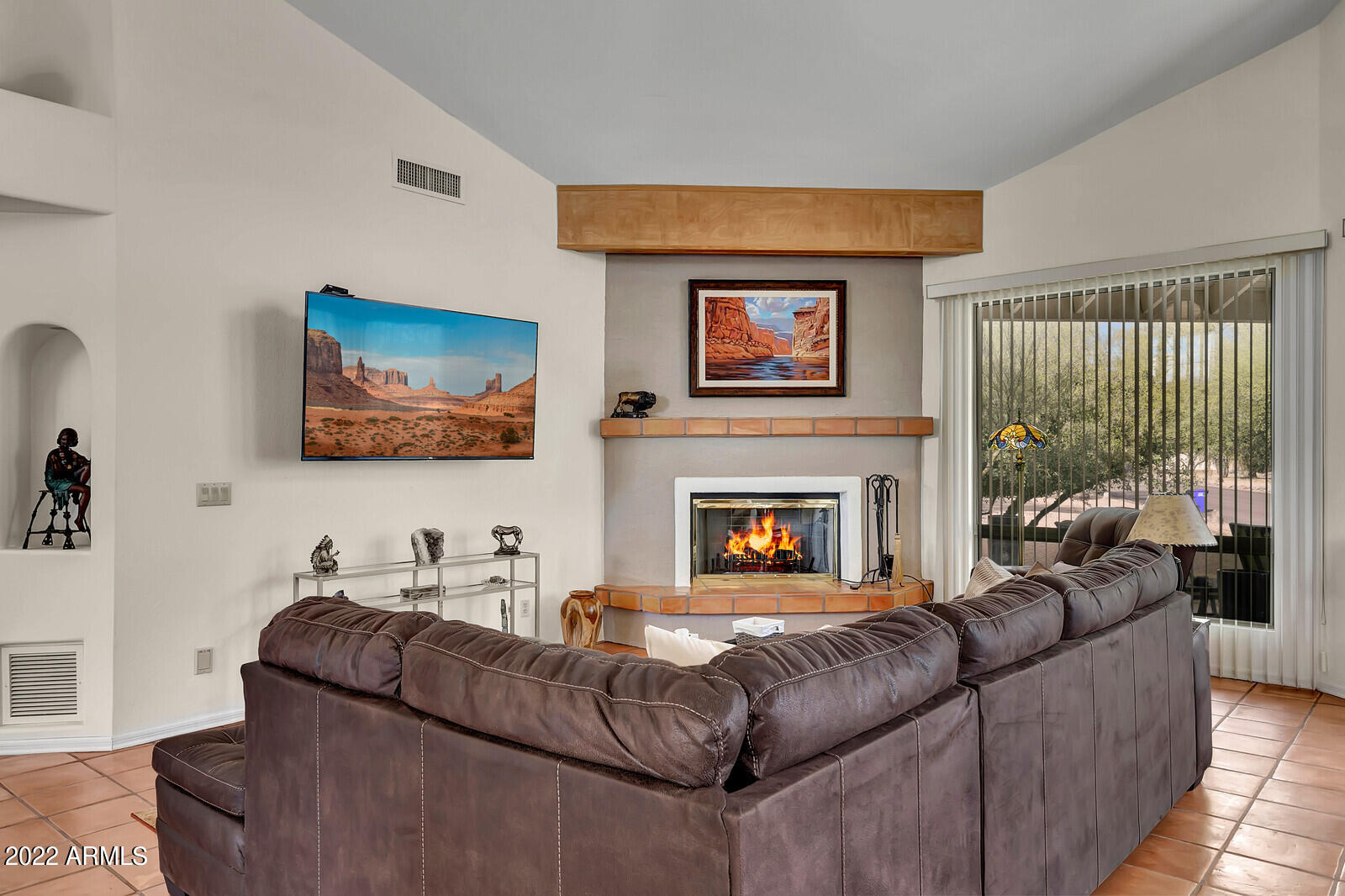 25634 North Quail Haven Drive Rio Verde, AZ 85263 - Photo 9 of 74 Living Room with Fireplace and TV