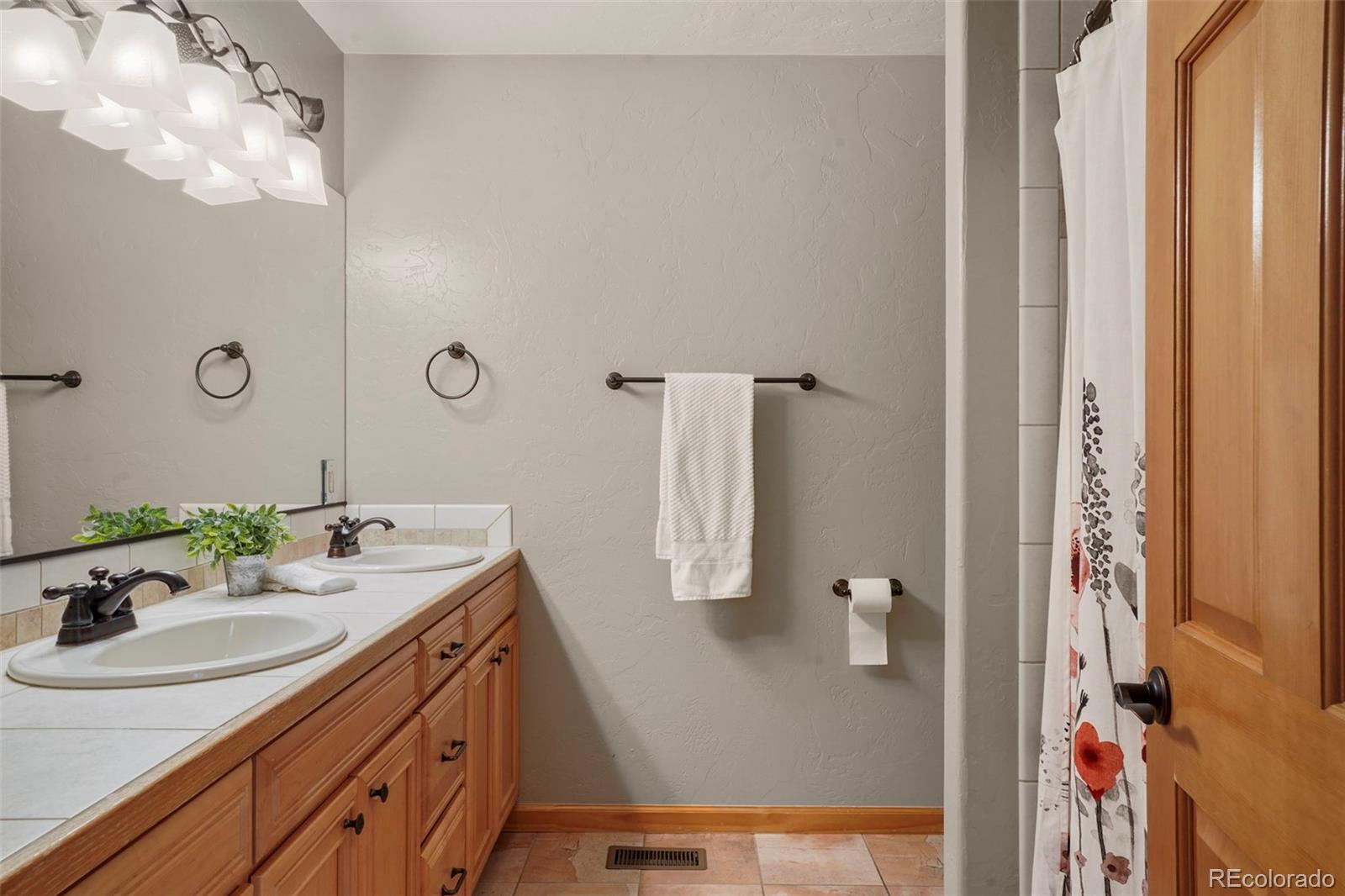 29549 Thunderbolt Circle Conifer, CO 80433 - Photo 21 of 50 a bathroom with a sink vanity and a mirror
