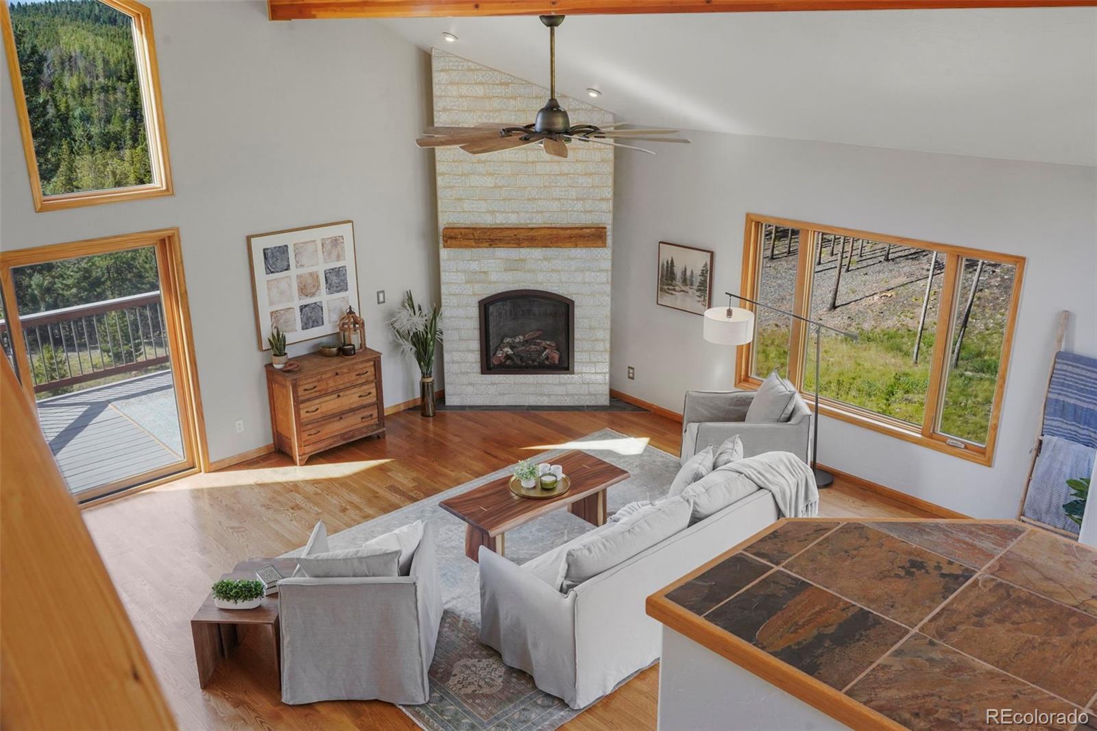 29549 Thunderbolt Circle Conifer, CO 80433 - Photo 4 of 50 a living room with furniture and a fireplace