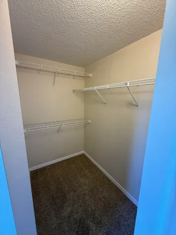 a view of a room with racks on the wall