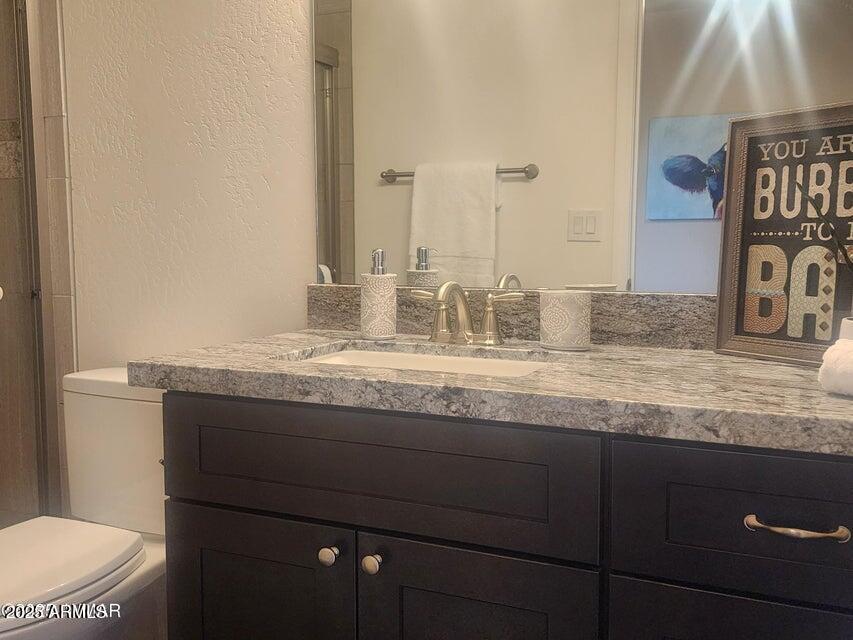 5523 Turkey Run Road Show Low, AZ 85901 - Photo 9 of 13 a bathroom with a granite countertop sink and a toilet