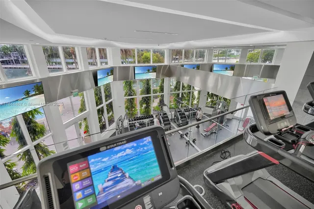 a view of a room with gym equipment