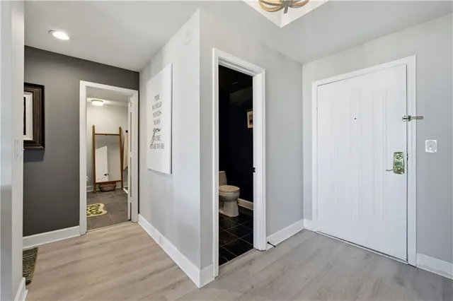 wooden floor & windows in a room