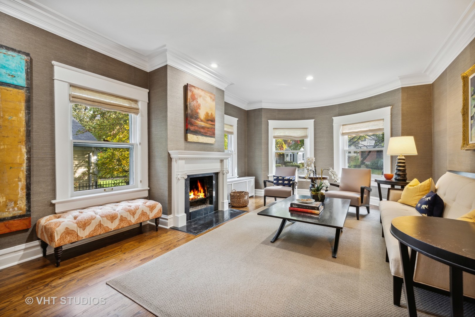527 Cherry Street Winnetka, IL 60093 - Photo 4 of 43 a living room with furniture and a fireplace
