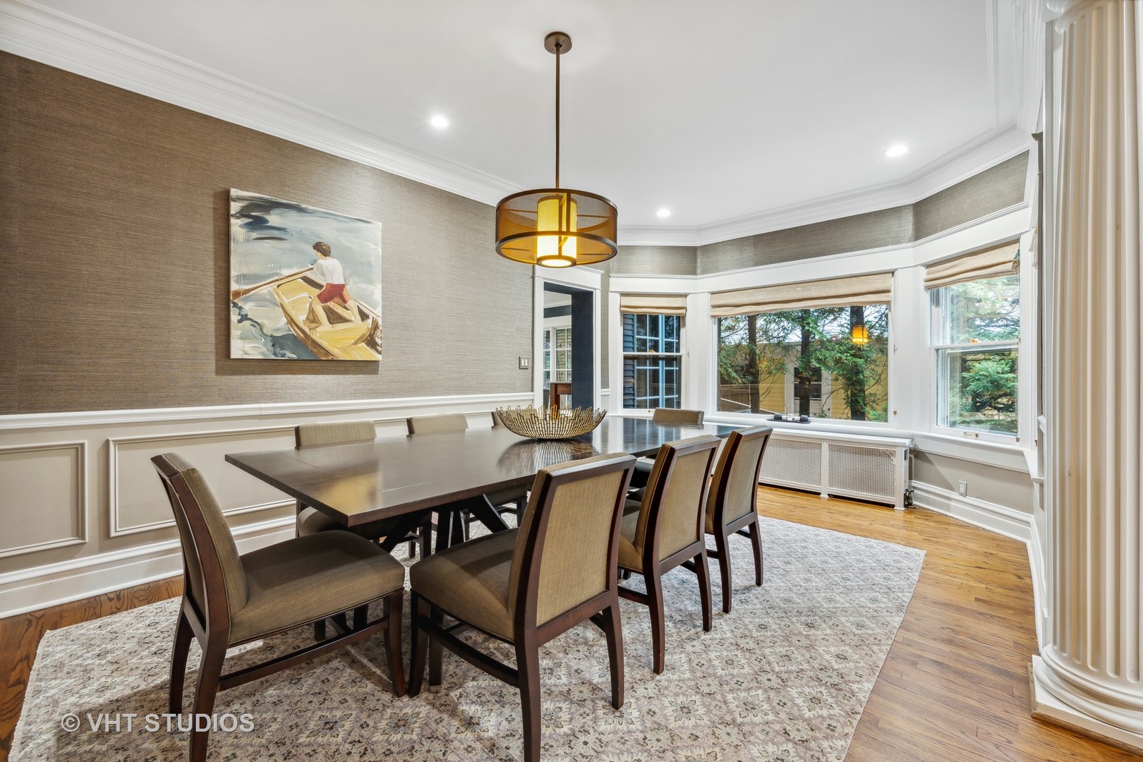 527 Cherry Street Winnetka, IL 60093 - Photo 6 of 43 a dining room with furniture a chandelier and wooden floor