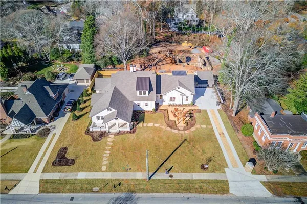 an aerial view of a house