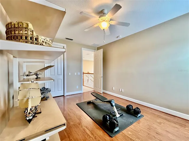 a room with gym equipment