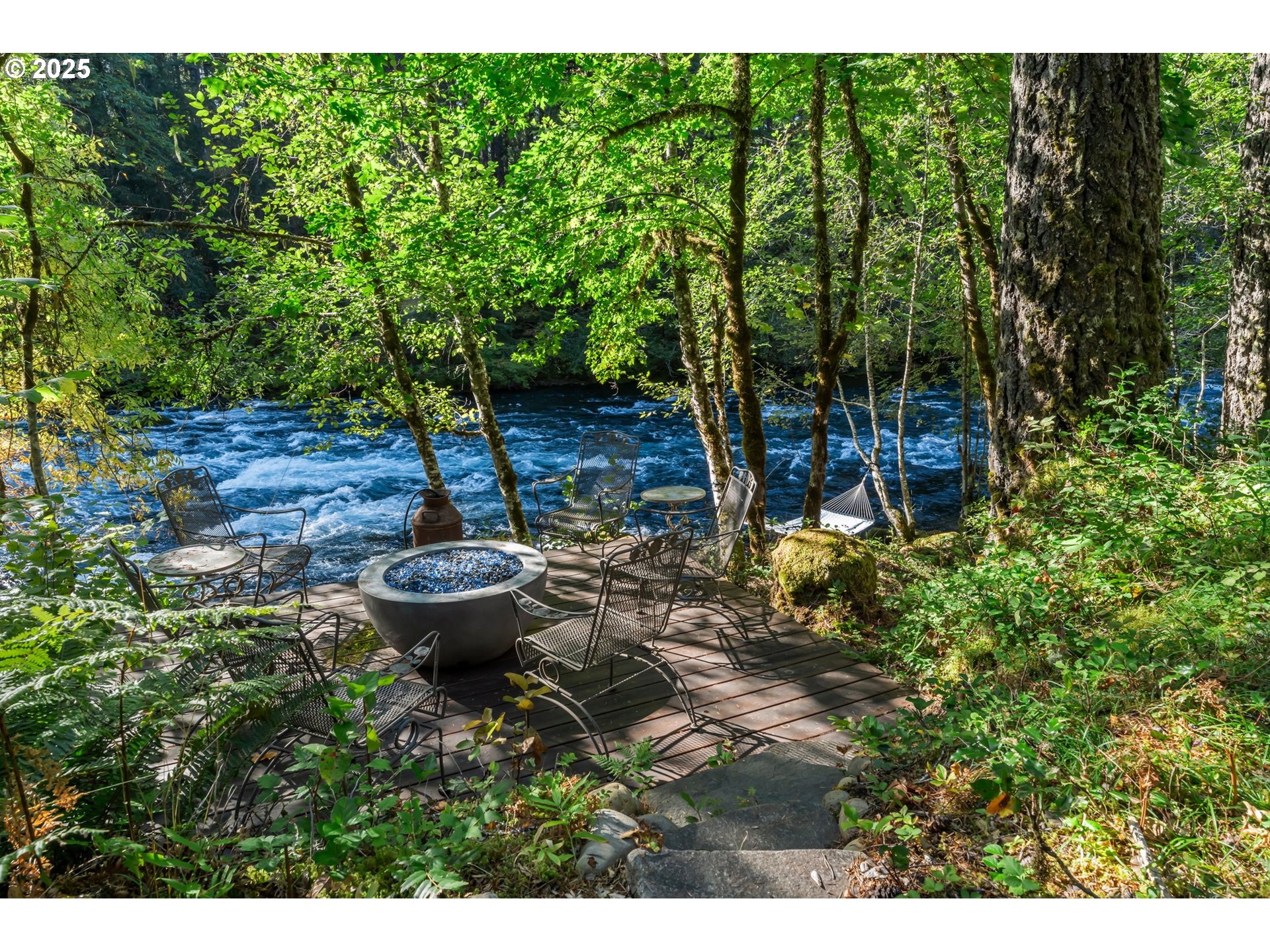 55590 McKenzie River Drive Blue River, OR 97413 - Photo 22 of 45 a view of a backyard with fountain