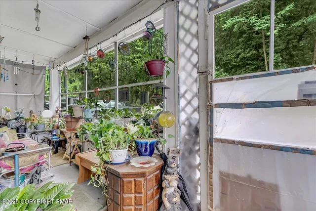 a outdoor view with a seating space