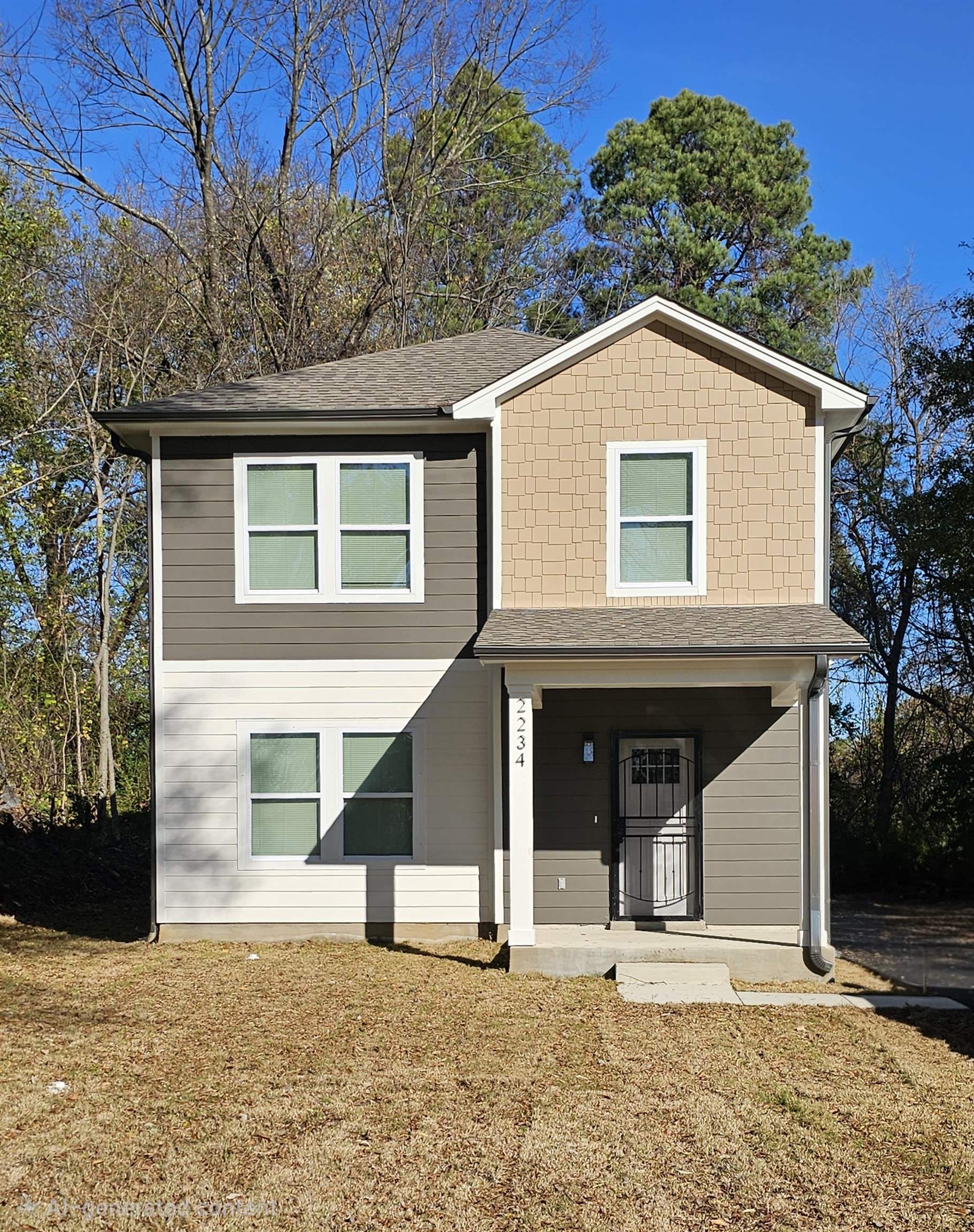 a house with trees in the background