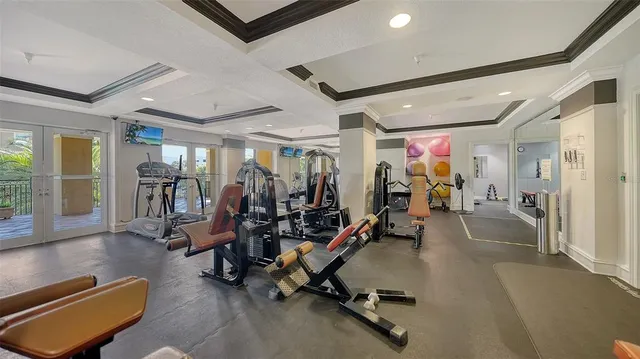 a view of a room with gym equipment