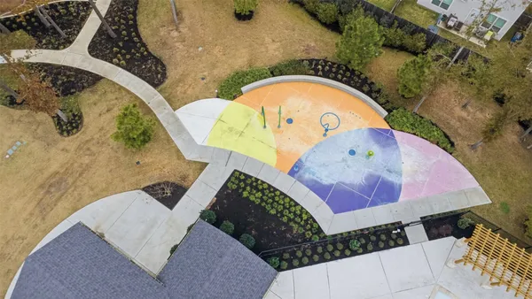an aerial view of a couch