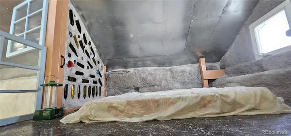 a building with glass door