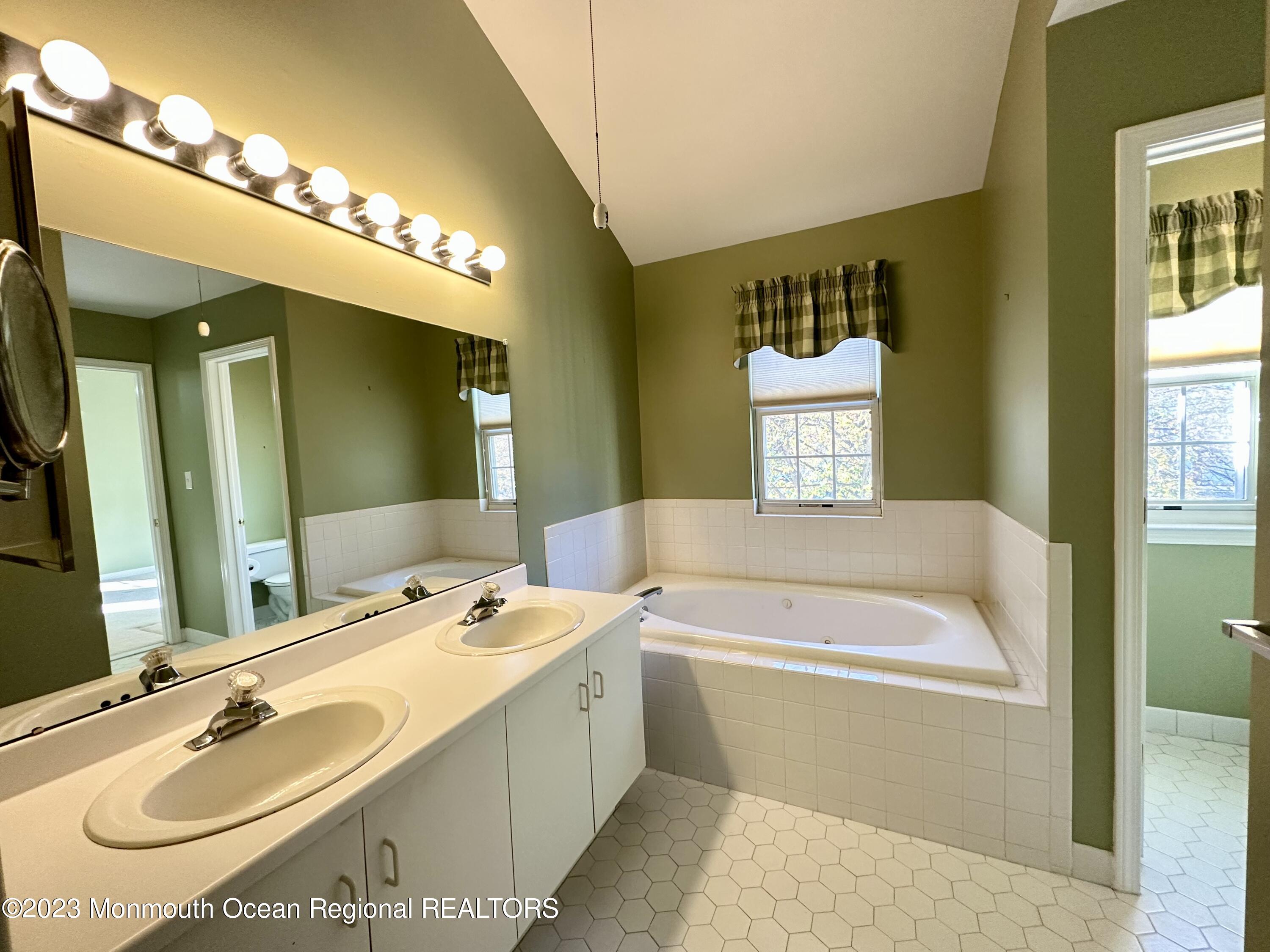8 Alpine Road, Unit 197 Holmdel, NJ 07733 - Photo 11 of 18 a bathroom with a tub a sink and a mirror