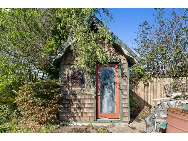 a backyard of a house with lots of green space