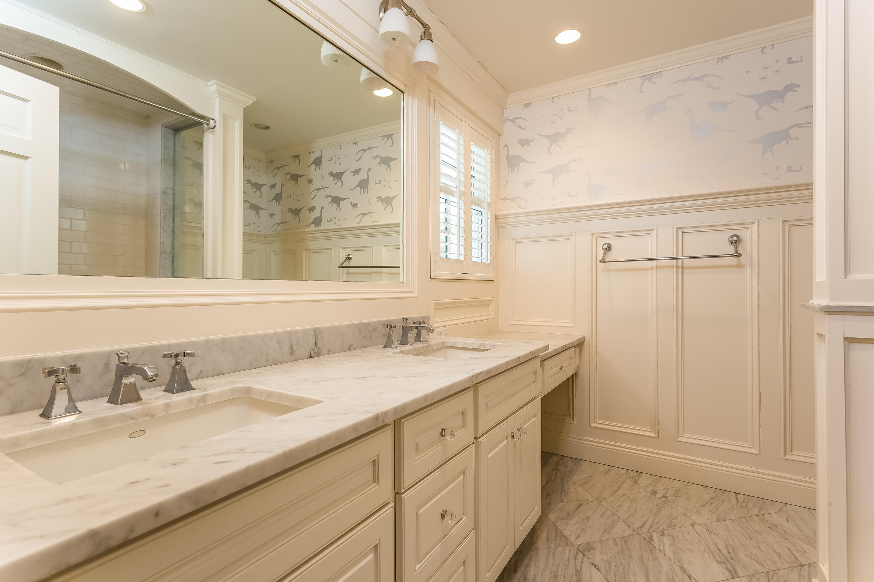 183 Turtle Back Road New Canaan, CT 06840 - Photo 27 of 53 a bathroom with a granite countertop sink mirror and double