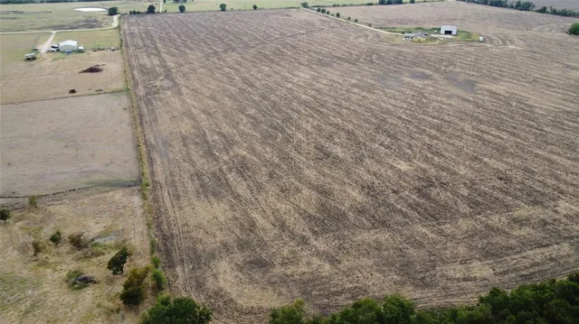 a view of a dry yard with wooden fence
