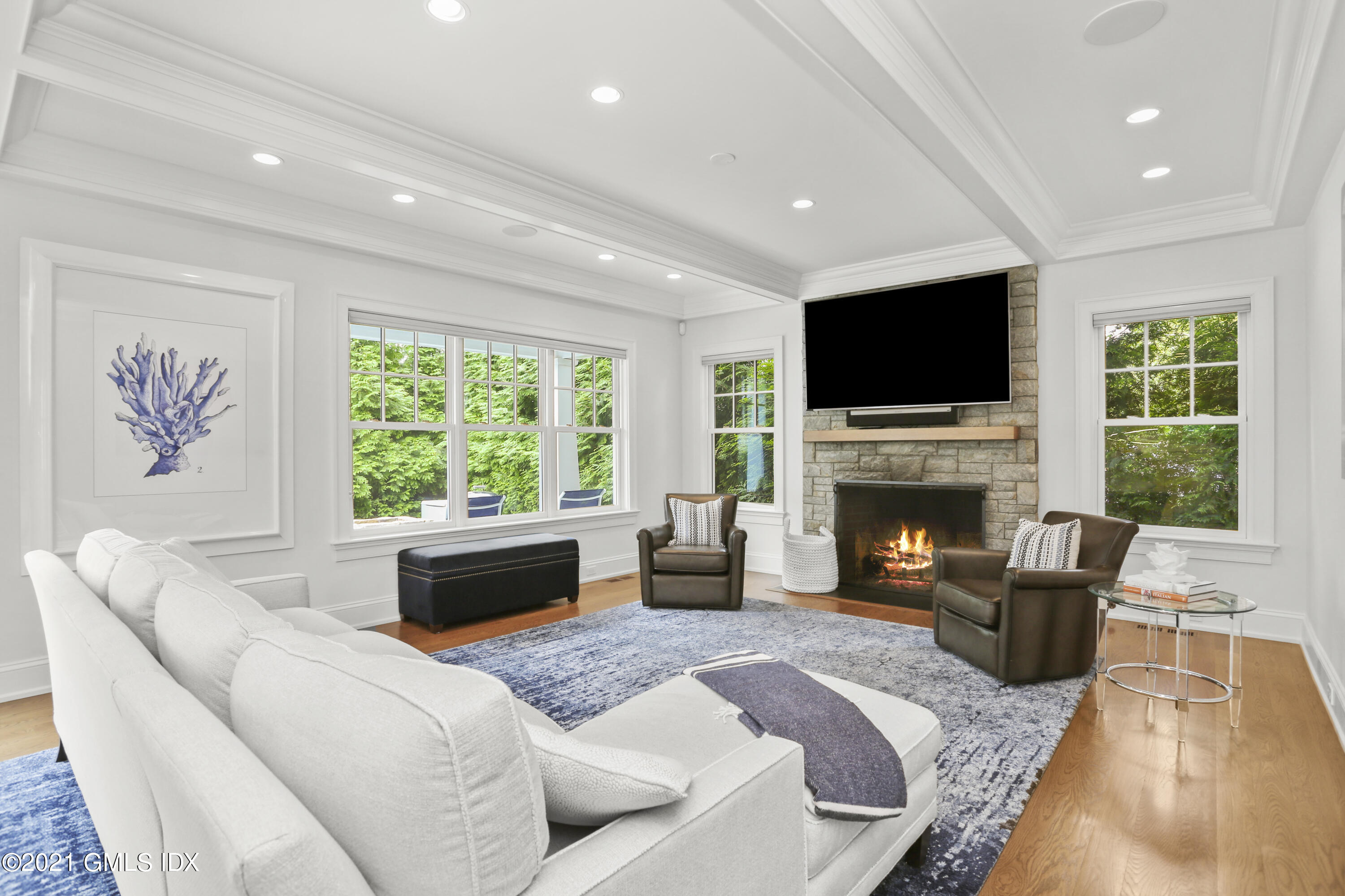 15 Terrace Avenue Riverside, CT 06878 - Photo 8 of 27 a living room with furniture a fireplace and a flat screen tv