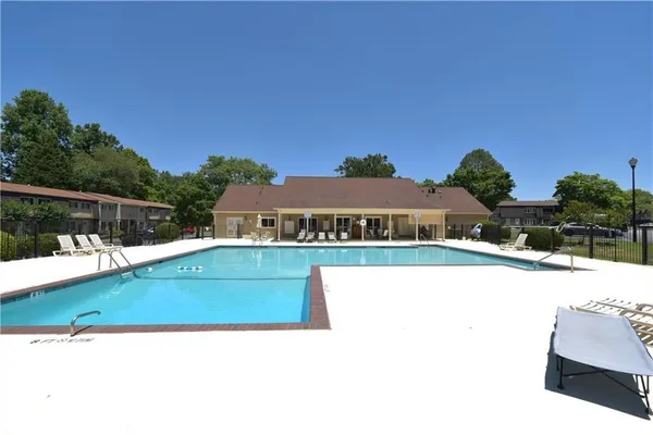 a view of park with a slide