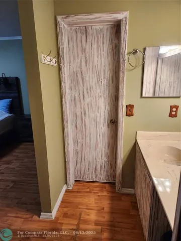 a view of a room with racks on the wall