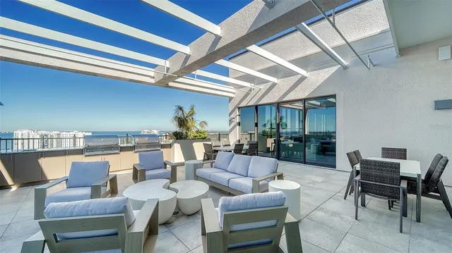 a outdoor living space with furniture