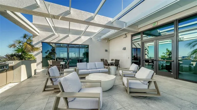 a outdoor living space with furniture