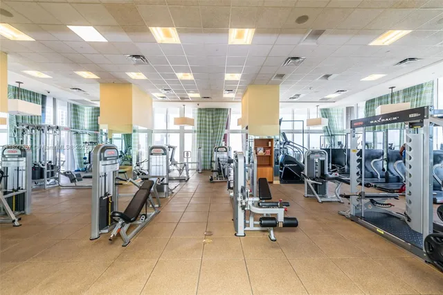 a view of a room with gym equipment