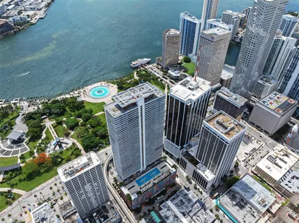 a city view with tall buildings