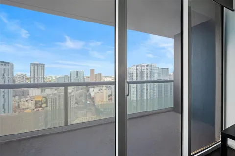 a view of a city from a balcony