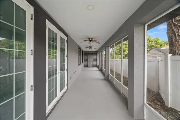 a view of gallery with windows