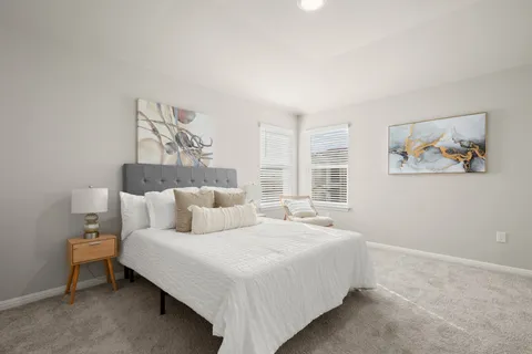 a bedroom with bed and a window