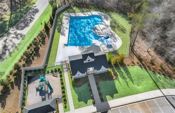 an aerial view of a house