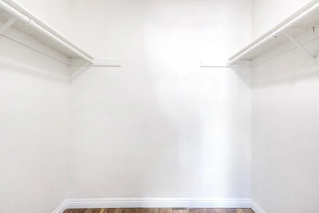 a view of small space with racks on the wall