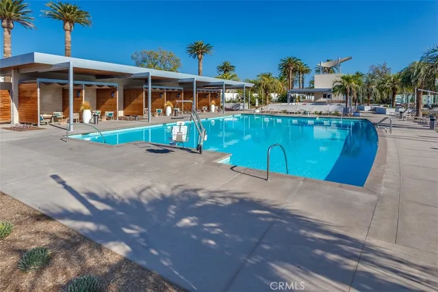 a view of a park with houses