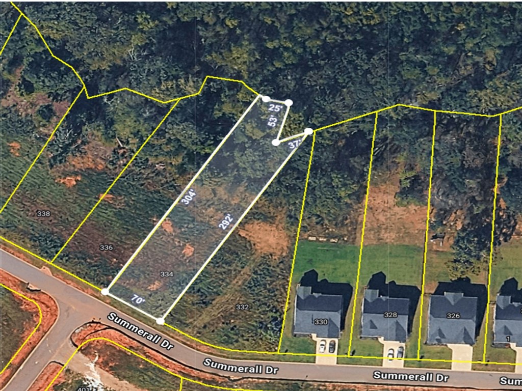 334 Summerall Drive Anderson, SC 29621 - Photo 25 of 28 This overhead plat map showcases a well-defined residential lot, perfect for building a dream home.