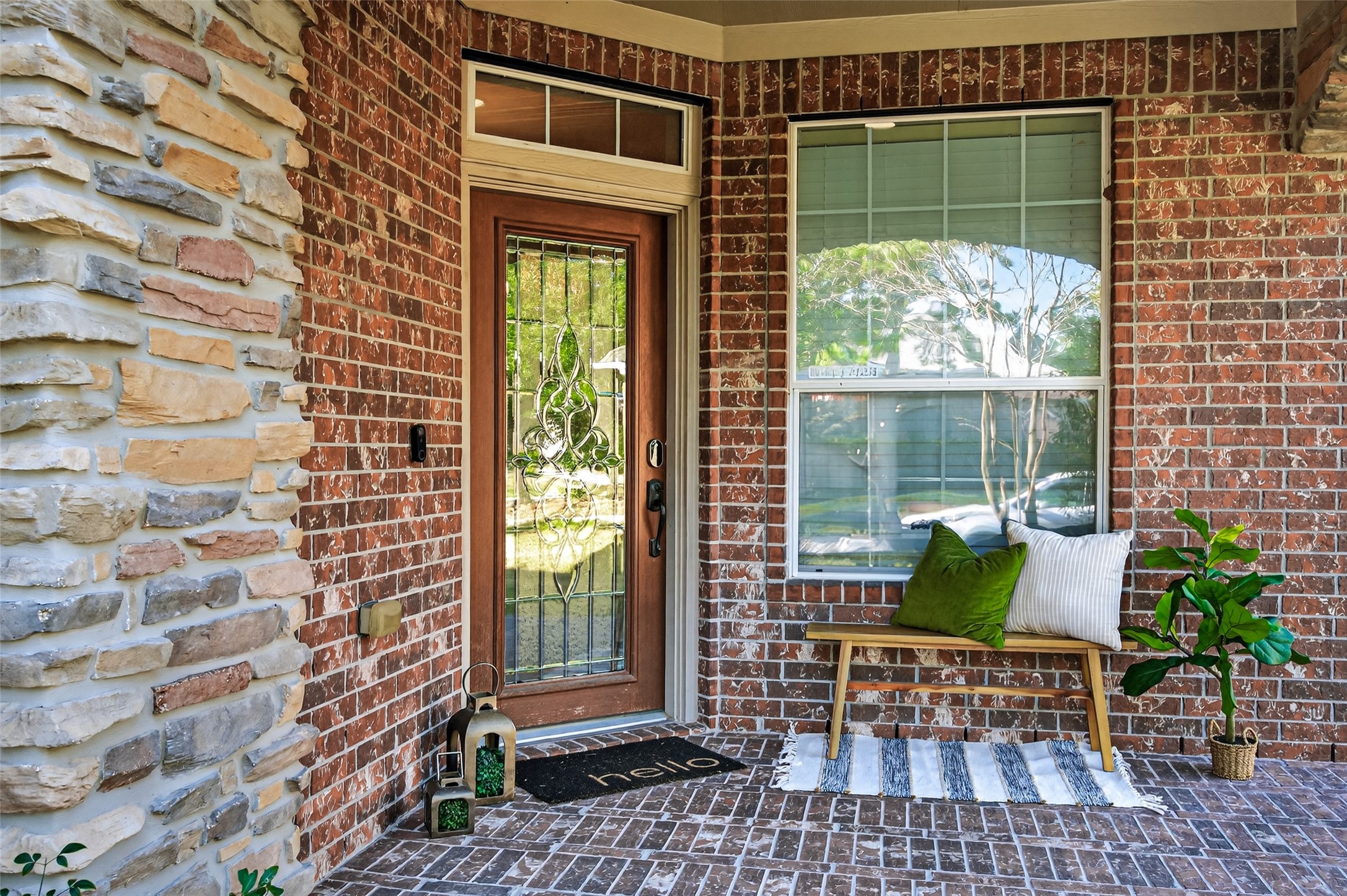 a outdoor view with a sitting space