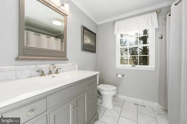 a bathroom with a sink toilet and mirror