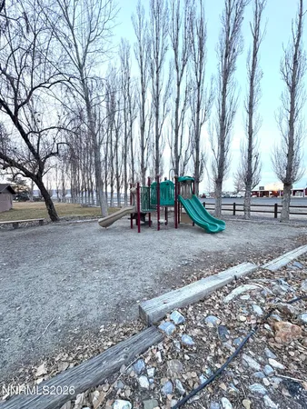 a view of park with large trees