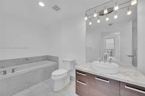 a bathroom with a bathtub
