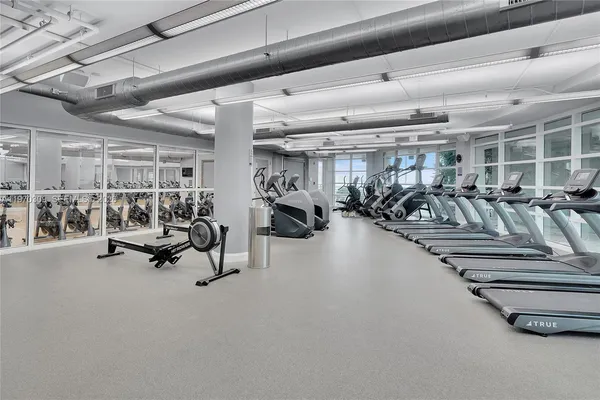 a view of a room with gym equipment