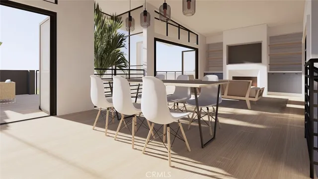 a view of a livingroom with furniture and a fireplace