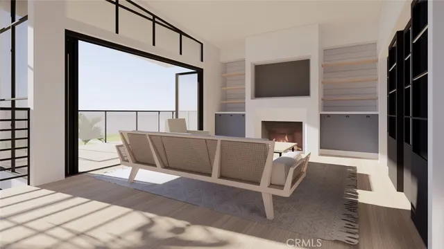 a balcony with table and chairs