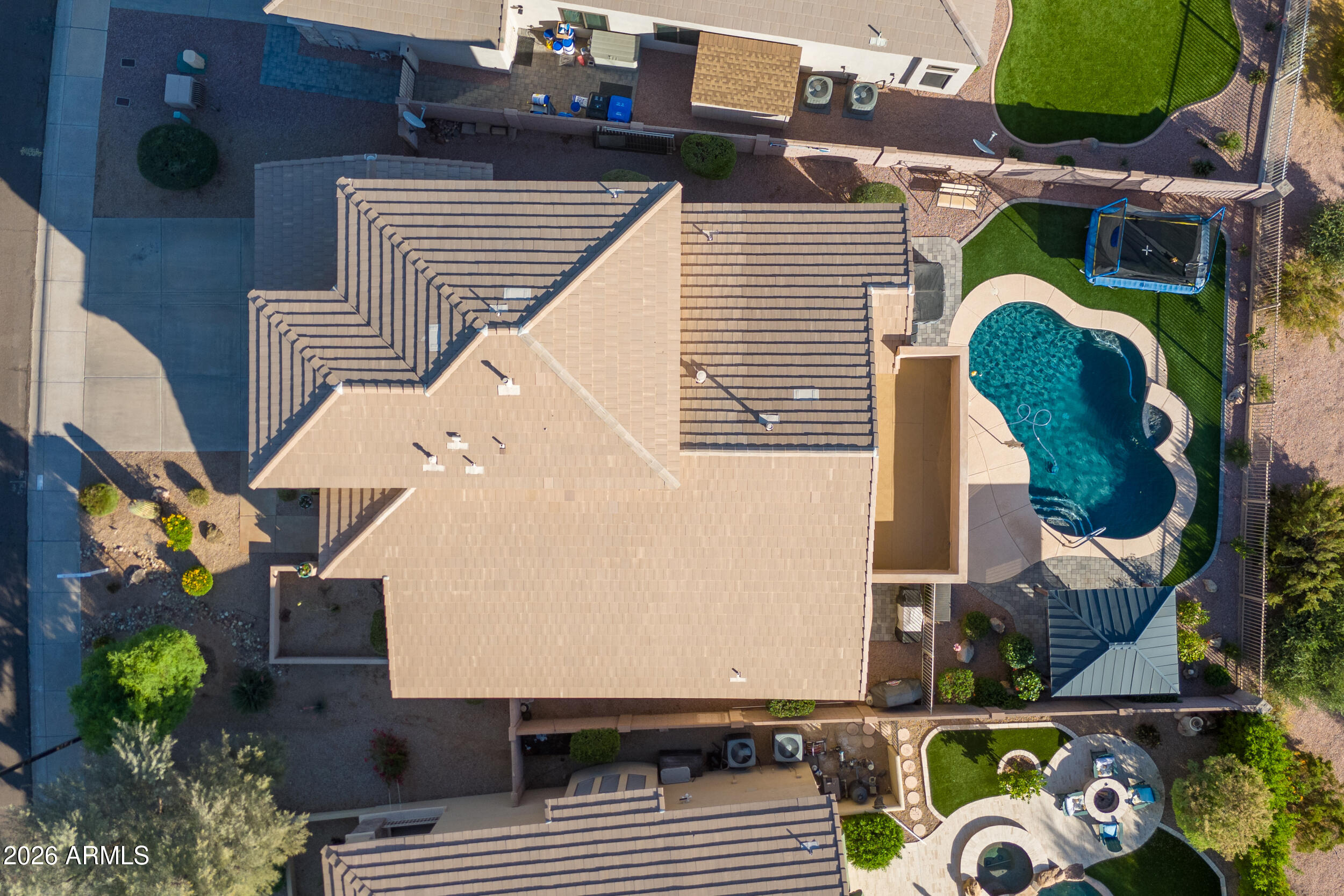 5219 East Hashknife Road Phoenix, AZ 85054 - Photo 38 of 38 an aerial view of a house with swimming pool and porch