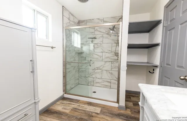 a bathroom with a shower
