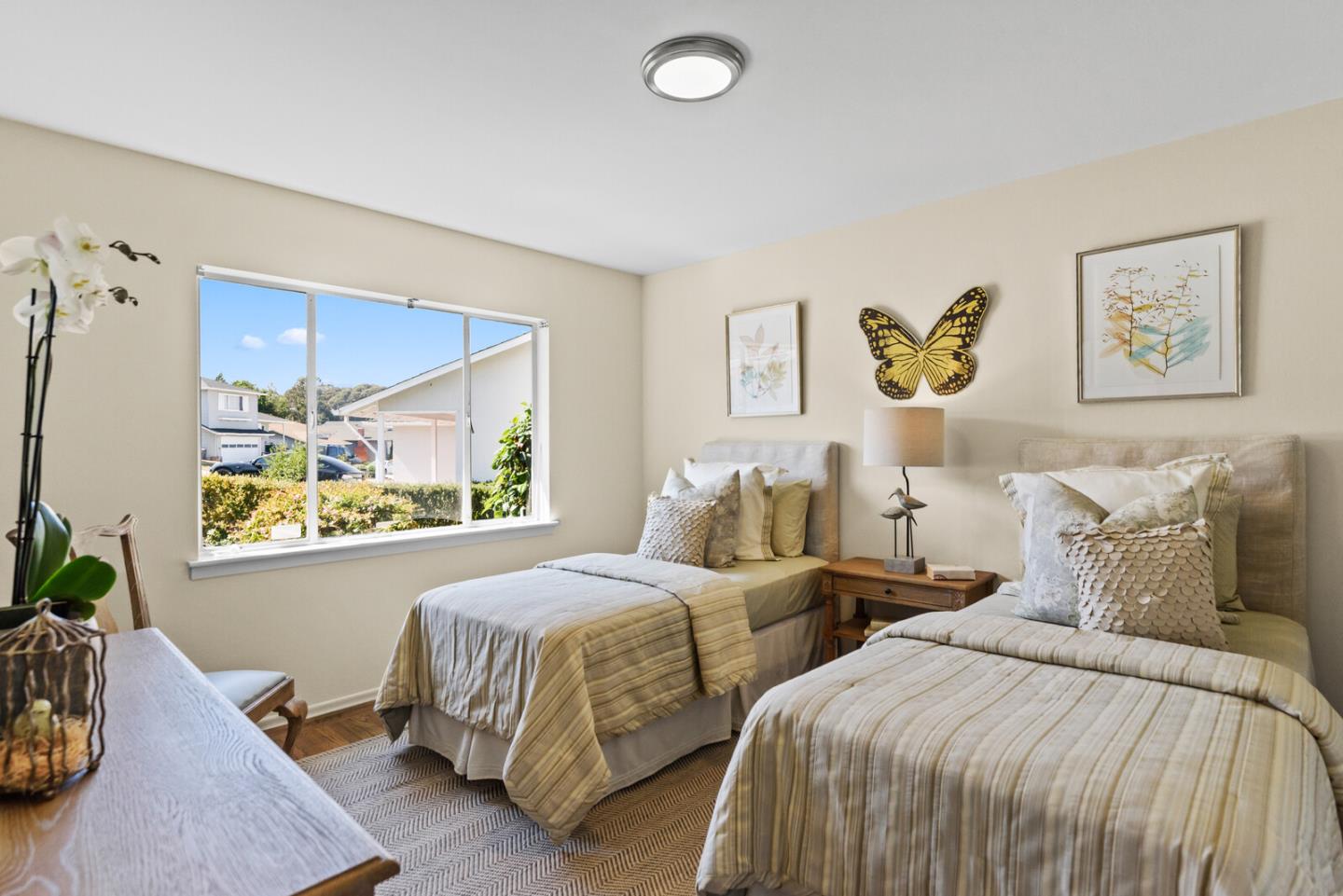 100 Parkview Drive San Bruno, CA 94066 - Photo 16 of 25 a bedroom with two beds and painting on the wall