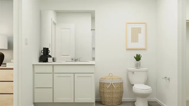 a bathroom with a toilet a sink and mirror