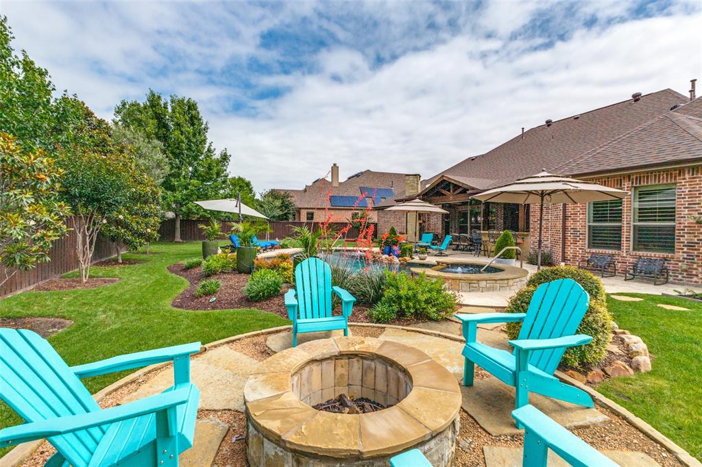 971 Elk Ridge Road Prosper, TX 75078 - Photo 24 of 29 Stone-clad fire pit to enjoy and admire your private oasis!