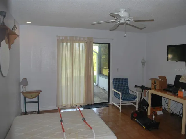 a workspace with furniture and window