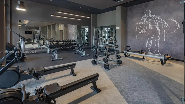 a view of a room with gym equipment
